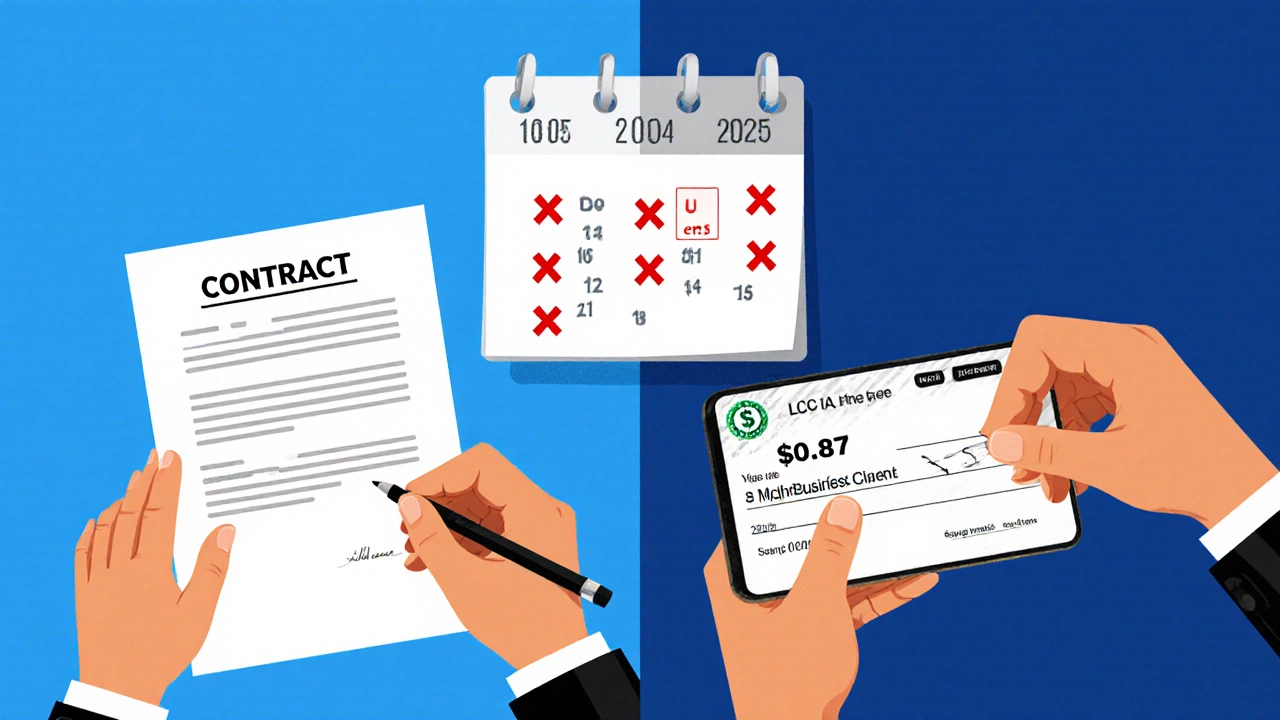 A hand signing a contract on one side, paying a fee with <h2>What counts as a real business vs. a hobby?</h2>.87 balance on the other.