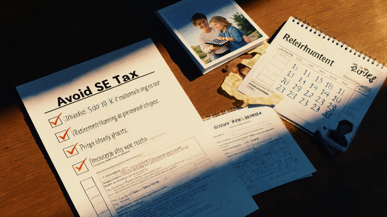 Cinematic scene of a checklist, retirement form, and family member representing tax‑saving steps.
